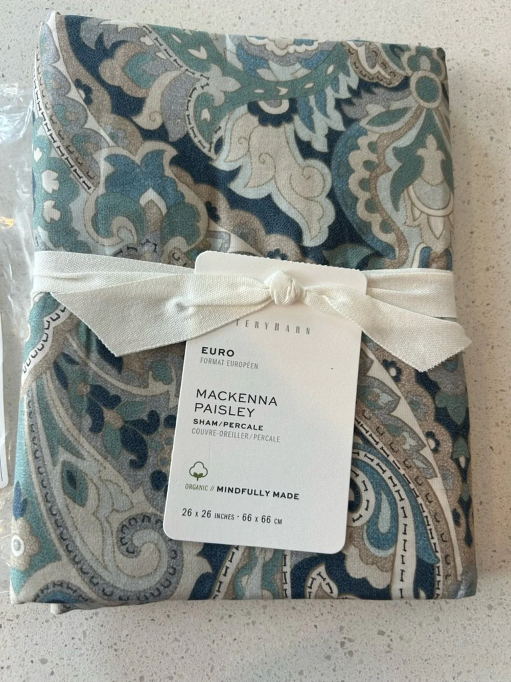 Pottery Barn Mackenna Paisley Percale Sham Euro 1 NWT